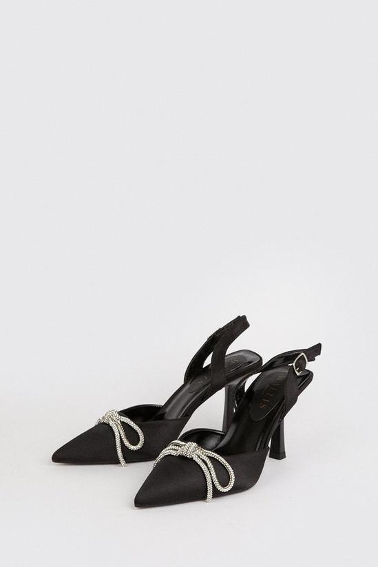 Wallis Cherish Diamante Bow Detail Slingback Stiletto Court Shoes 3