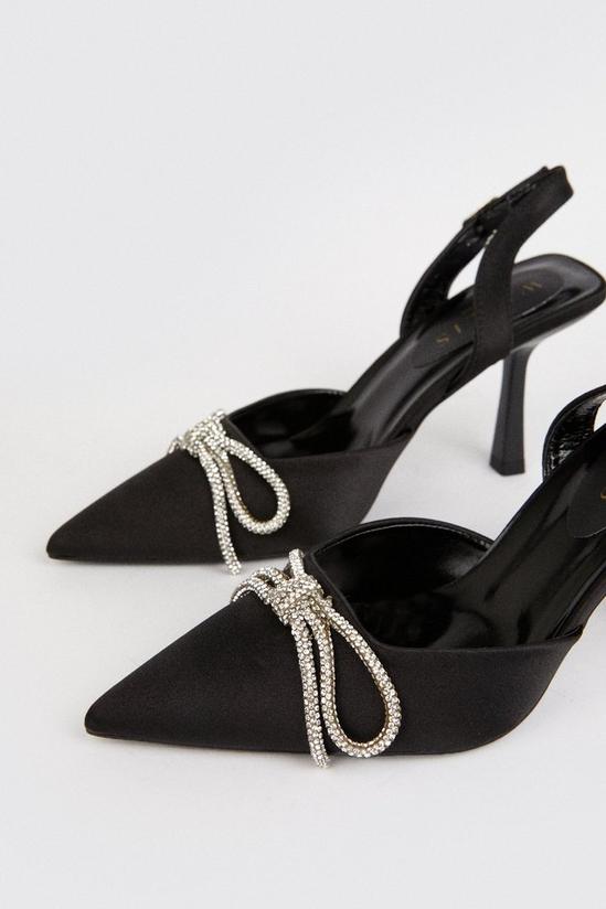 Wallis Cherish Diamante Bow Detail Slingback Stiletto Court Shoes 4
