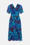 Wallis Petite Blue Floral Silk Mix Wrap Midi Dress thumbnail 5