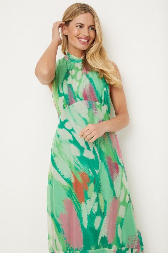 Wallis Petite Green Abstract Silk Mix Sleeveless Midaxi Dress 2