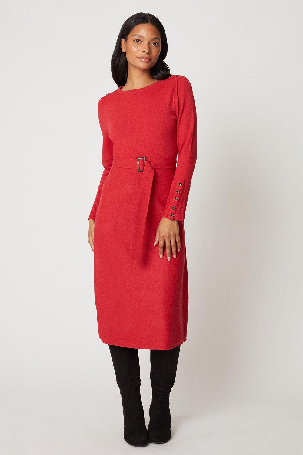 Knitted clearance belted dress