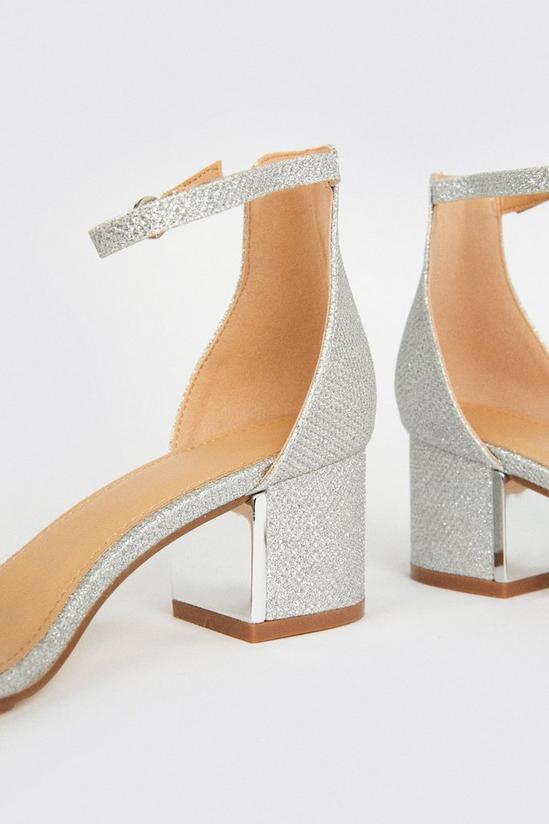 Wallis Symphony Glitter Metal Trim Detail Block Heeled Sandals 4
