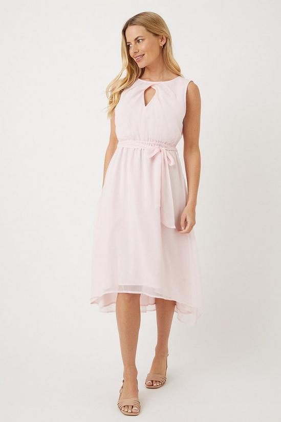 Wallis Petite Pink Sleeveless Belted Highlow Midi Dress 1
