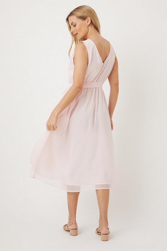 Wallis Petite Pink Sleeveless Belted Highlow Midi Dress 3