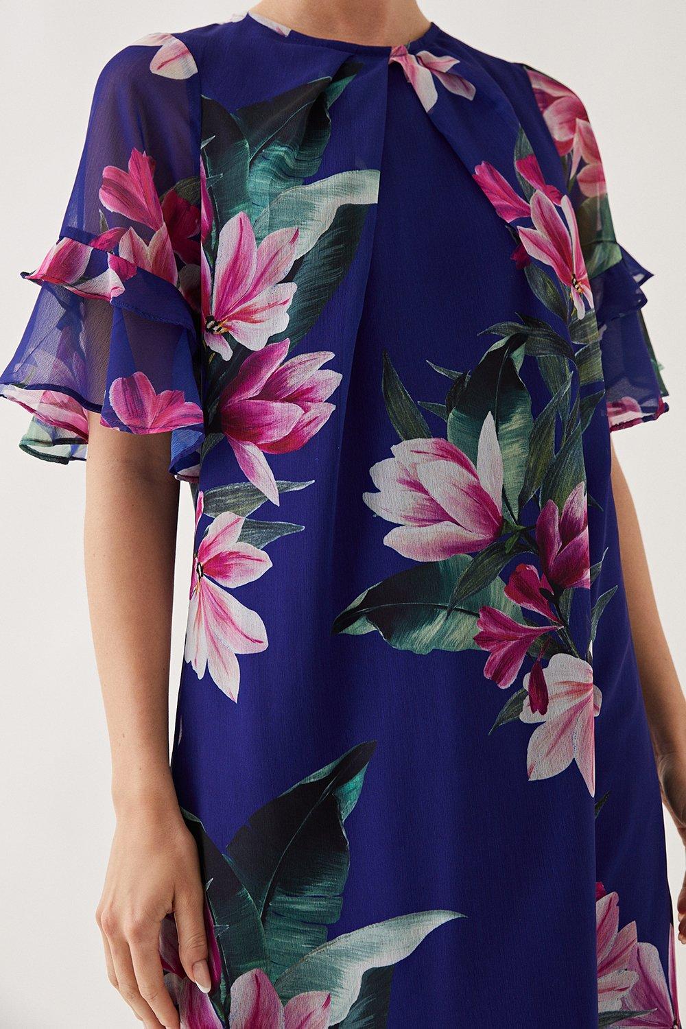 Wallis navy floral print outlet fit and flare dress