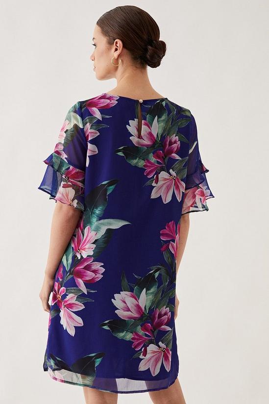 Wallis Petite Navy Floral Print Ruffle Sleeve Shift Dress 3
