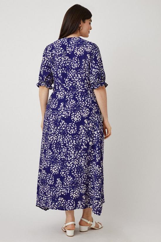 Wallis Curve Navy Floral Flute Sleeve Tea Dress 3