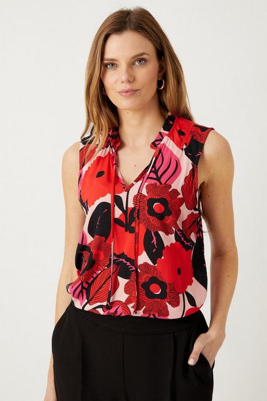 Wallis Red Floral Sleeveless Shell Top 1