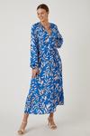 Wallis Blue Leaf Print Button Through Tiered Midi Dress thumbnail 1