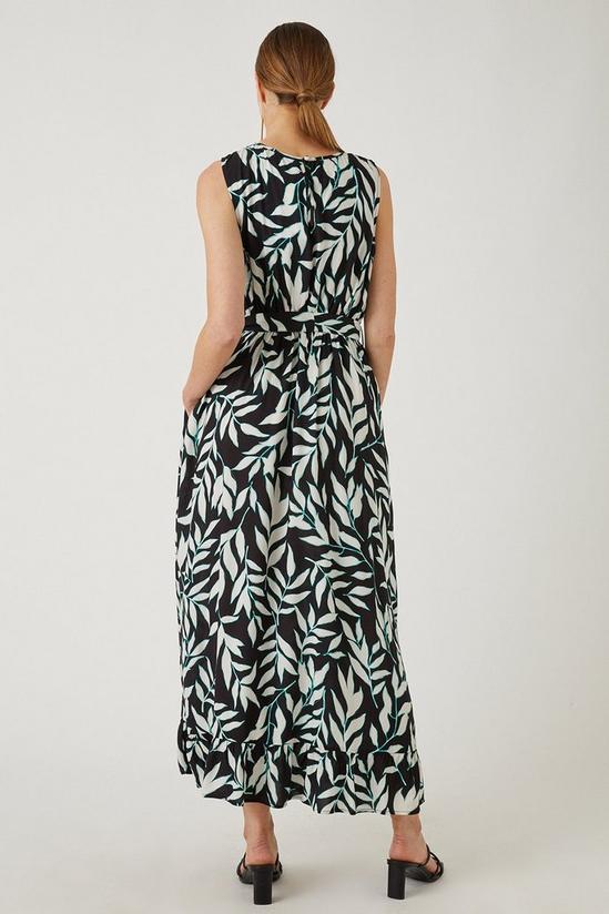 Wallis Mono Leaf Print Belted Tiered Maxi Dress 3