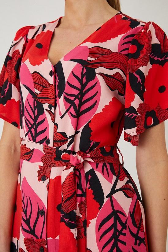 Wallis Red Floral Tie Waist Midi Dress 2
