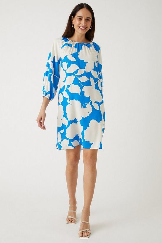 Wallis Blue Floral Pleat Detail Shift Dress 1