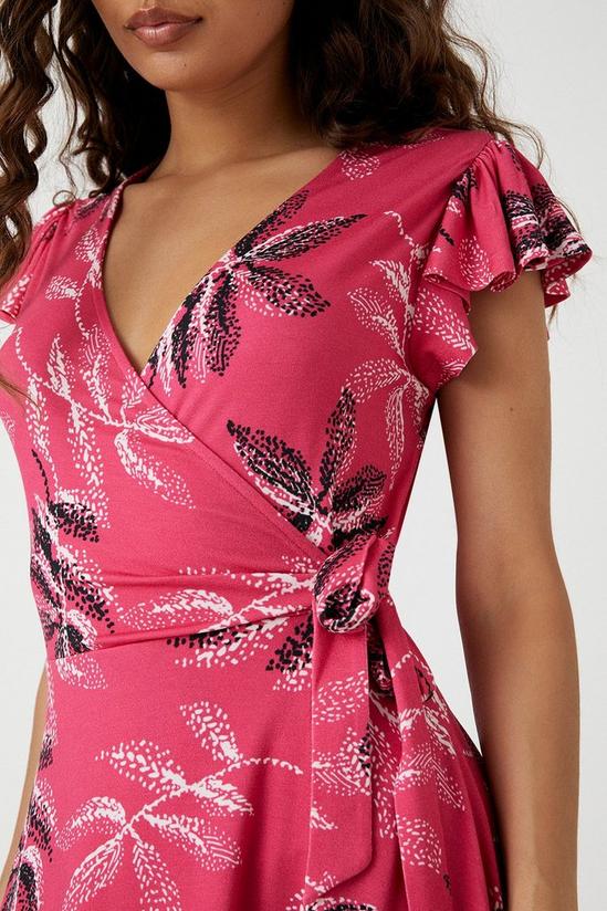 Wallis Petite Pink Leaf Jersey Wrap Dress 2