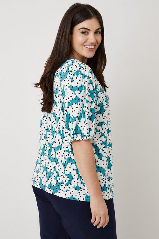 Wallis Curve Green Floral Spot Jersey Shirt 3