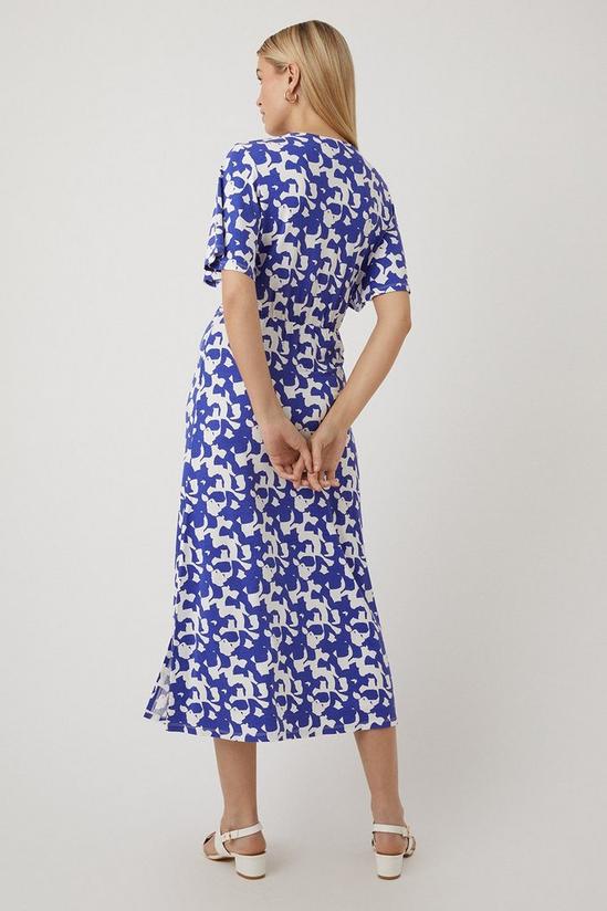 Wallis Blue Abstract Angel Sleeve Jersey Midi Dress 3