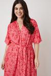 Wallis Curve Red Floral Button Through Tiered Midi Dress thumbnail 2