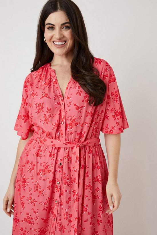 Wallis Curve Red Floral Button Through Tiered Midi Dress 2
