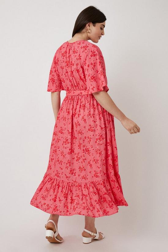 Wallis Curve Red Floral Button Through Tiered Midi Dress 3