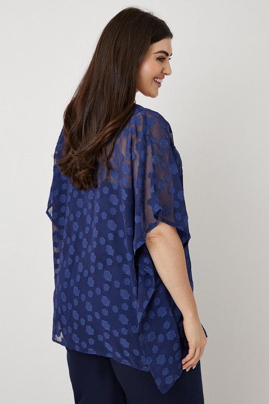 Wallis Curve Navy Floral Textured Oversized Woven Top 3