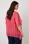 Wallis Curve Coral Floral Textured Oversized Woven Top thumbnail 3