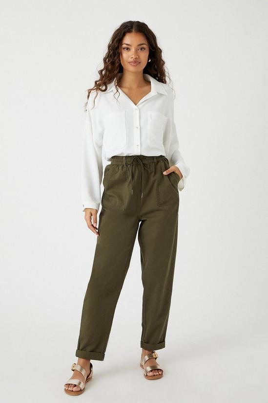 Wallis Petite Elasticated Tapered Roll Up Trousers 1