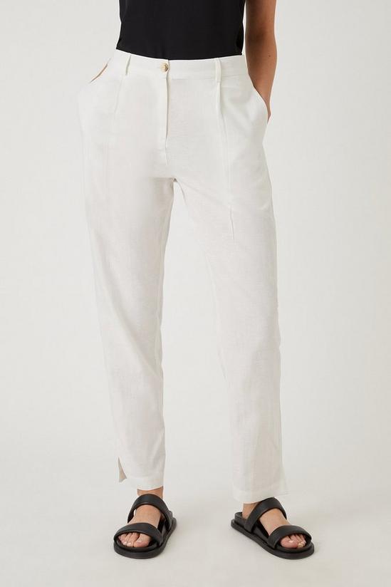 Wallis White Tapered Linen Look Trousers 2