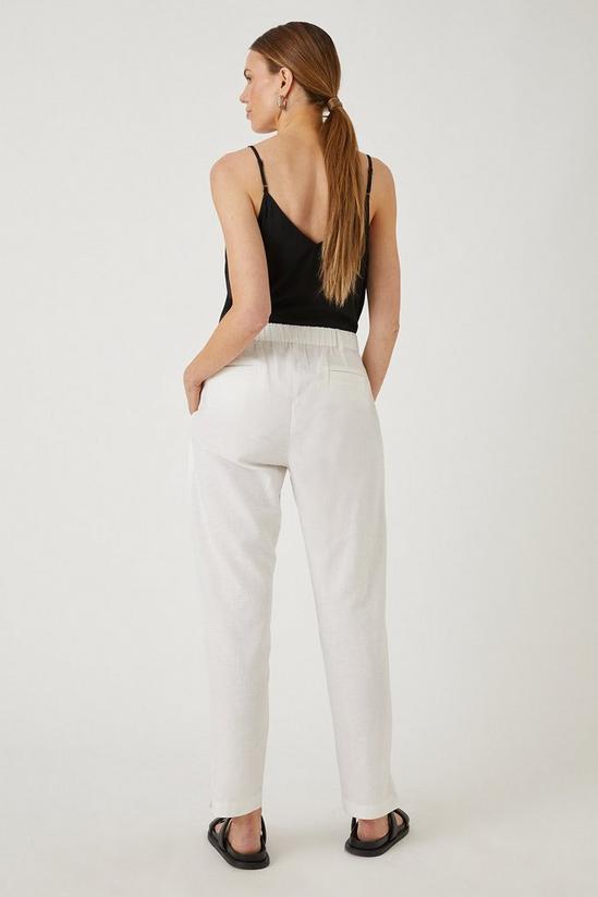 Wallis White Tapered Linen Look Trousers 3