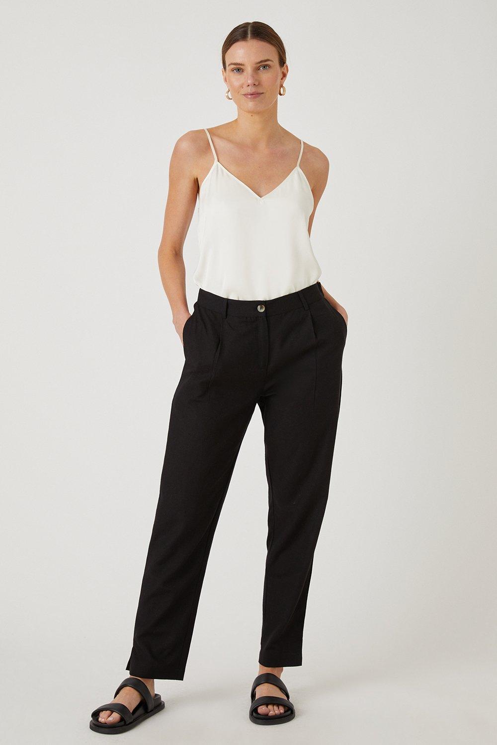 Womens Tapered Linen Look Trousers