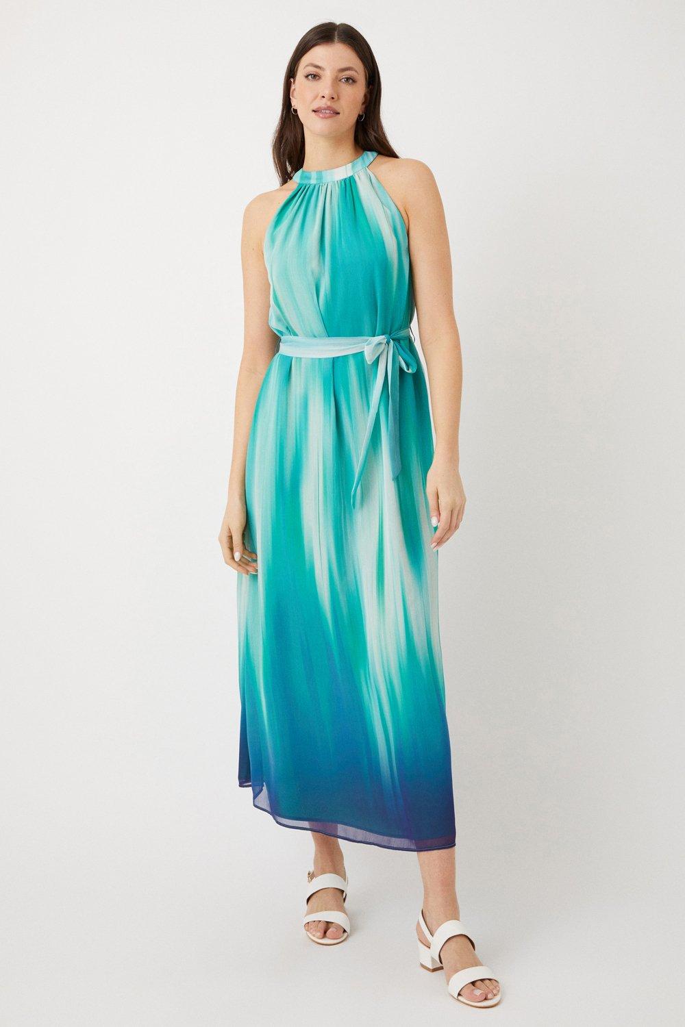 Womens Tall Aqua Ombre Maxi Dress