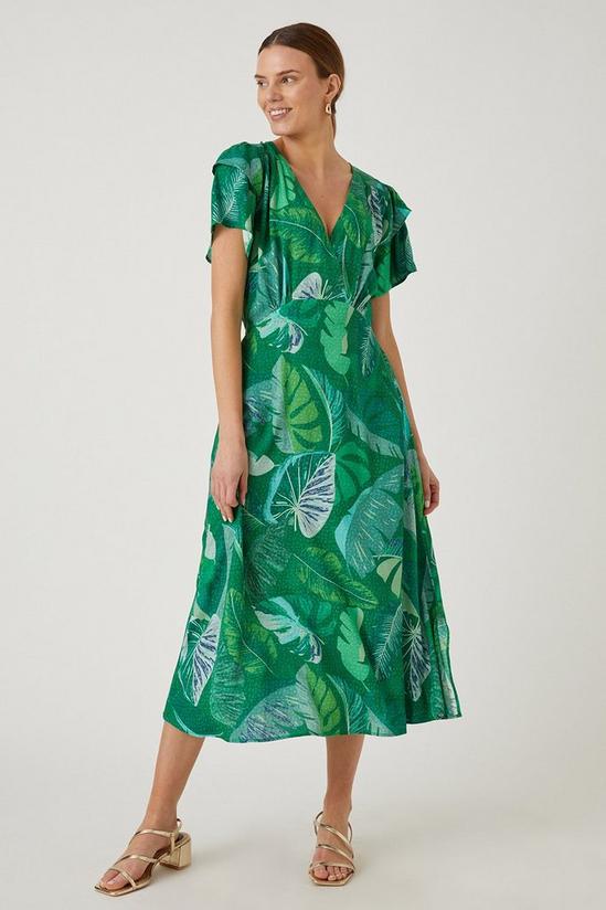 Wallis Tall Green Palm Midi Dress 1