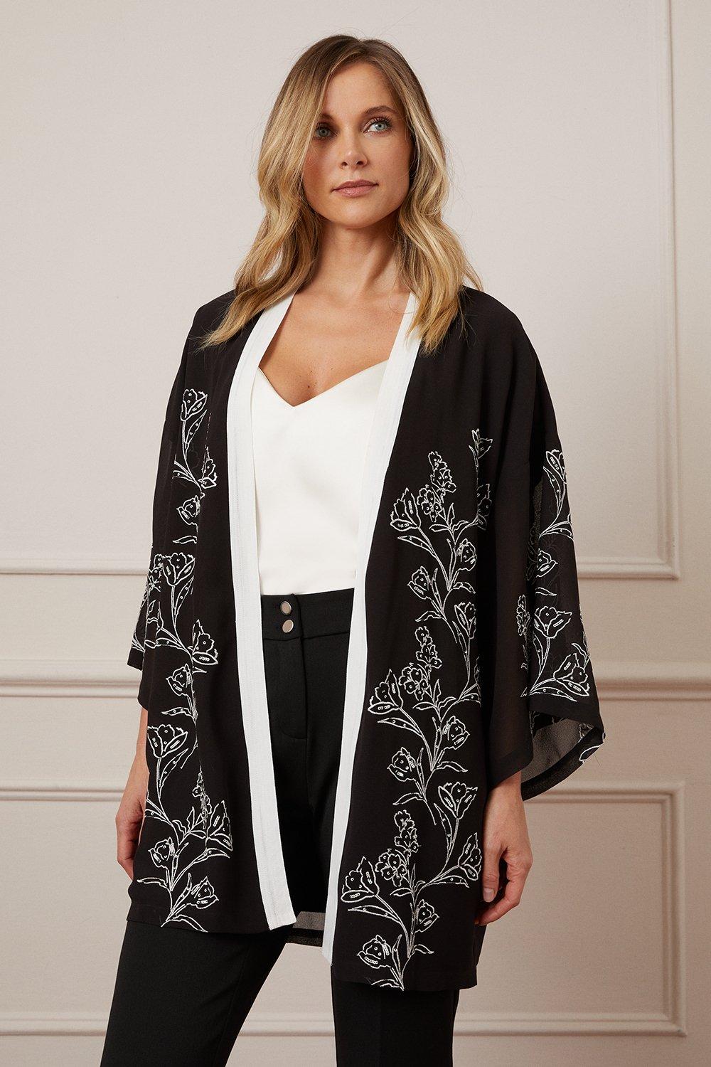 Tops Premium Embroidered Kimono Wallis