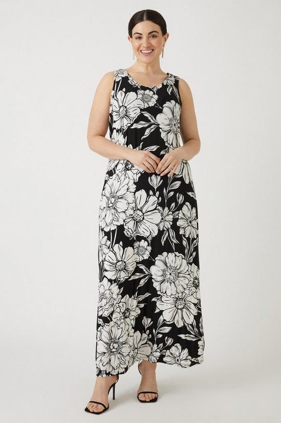 Wallis Curve Mono Floral Printed Jersey Maxi Dress 1