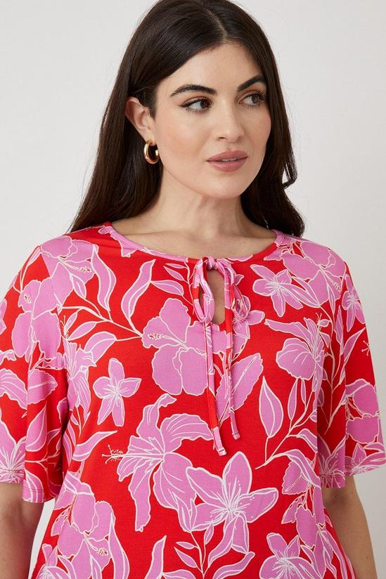 Wallis Curve Pink Floral Frill Sleeve Jersey Tunic 2