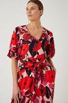 Wallis Red Floral Puff Sleeve Jumpsuit thumbnail 2