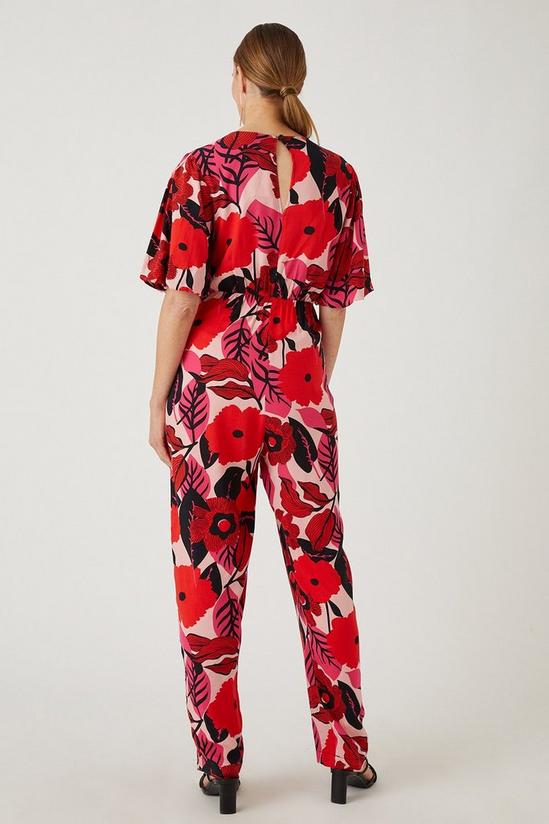 Wallis Red Floral Puff Sleeve Jumpsuit 3