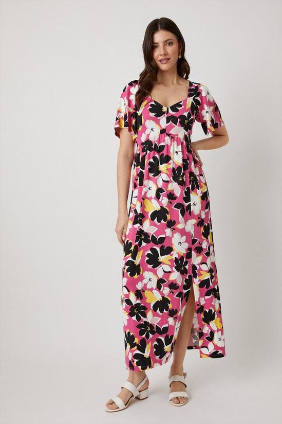 Wallis Pink Floral Angel Sleeve Jersey Maxi Dress 1