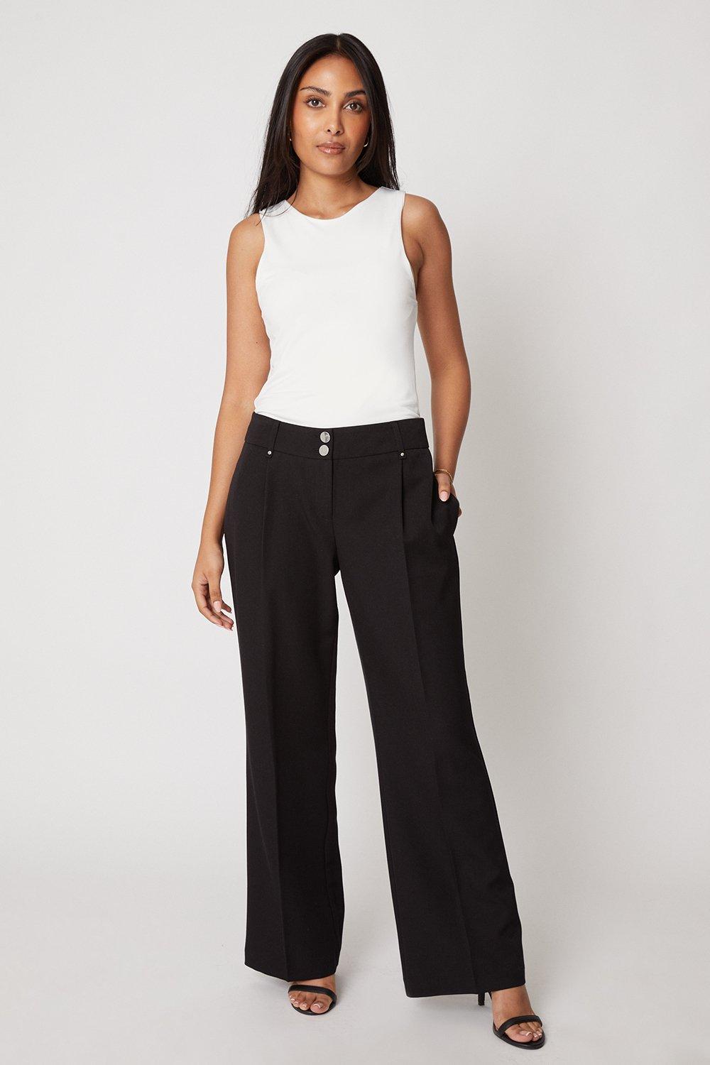 Buy Lipsy Black Petite Wide Leg Woven Smart Trousers from Next