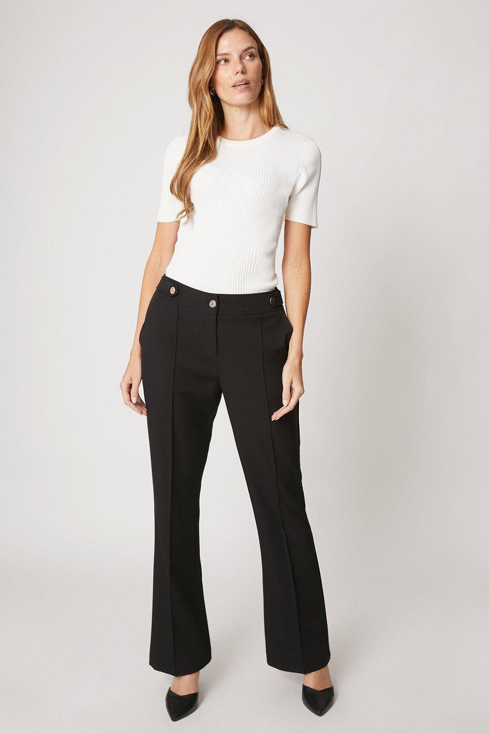 Trousers, Black Smart Bootcut Trousers