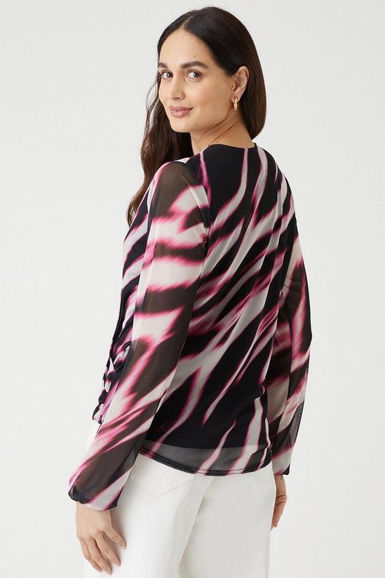 Wallis Pink Abstract Long Sleeve Wrap Top 3