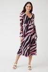 Wallis Pink Abstract Belted Wrap Midi Dress thumbnail 1
