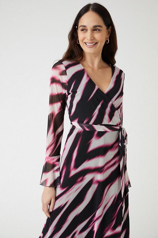 Wallis Pink Abstract Belted Wrap Midi Dress 2