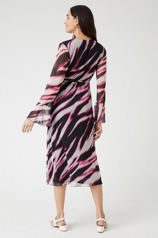 Wallis Pink Abstract Belted Wrap Midi Dress 3