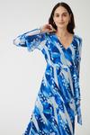 Wallis Blue Abstract Belted Wrap Midi Dress thumbnail 2