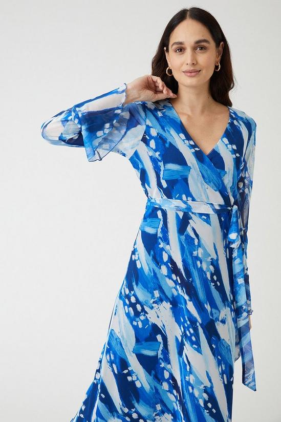 Wallis Blue Abstract Belted Wrap Midi Dress 2