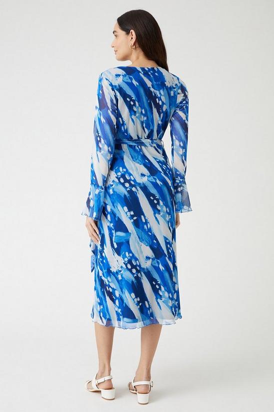 Wallis Blue Abstract Belted Wrap Midi Dress 3
