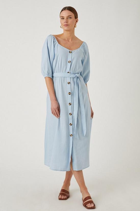 Wallis Button Through Linen Look Dress 1