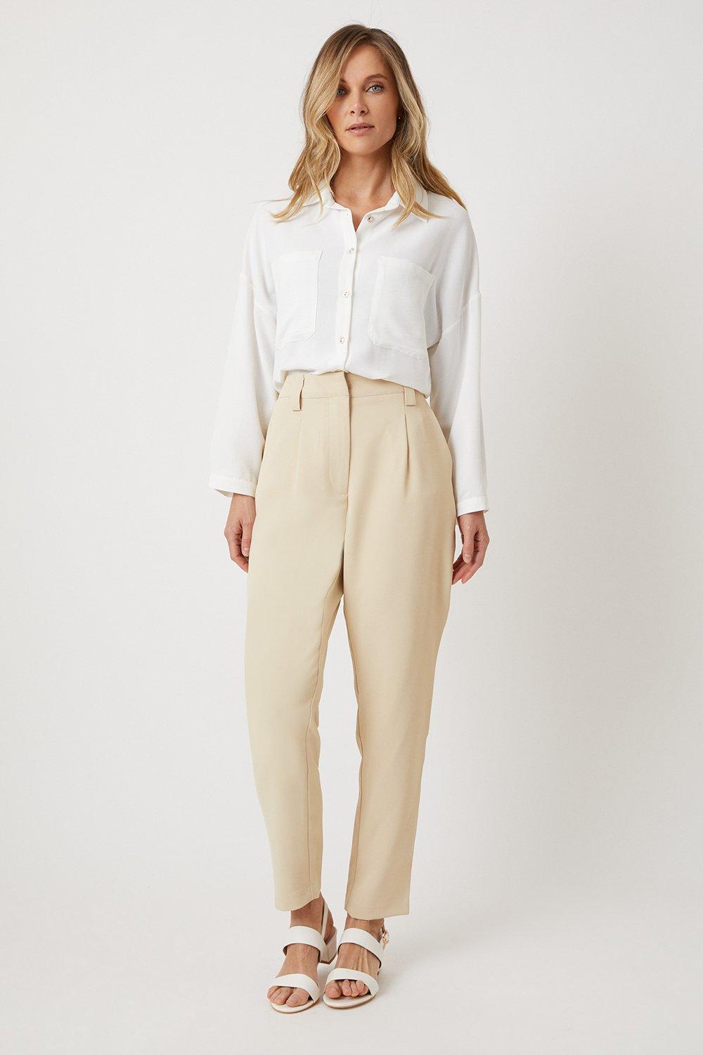 Womens Stone Tab Detail Tapered Trouser