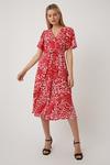 Wallis Red Ditsy Floral Button Through Midi Dress thumbnail 1