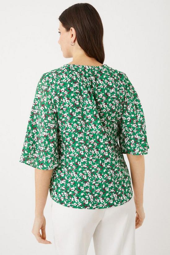 Wallis Green Ditsy Floral Flute Sleeve Top 3