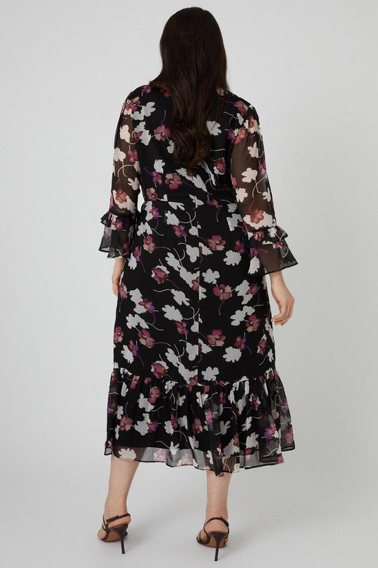 Wallis Curve Black Floral Chiffon Tea Midi Dress 3